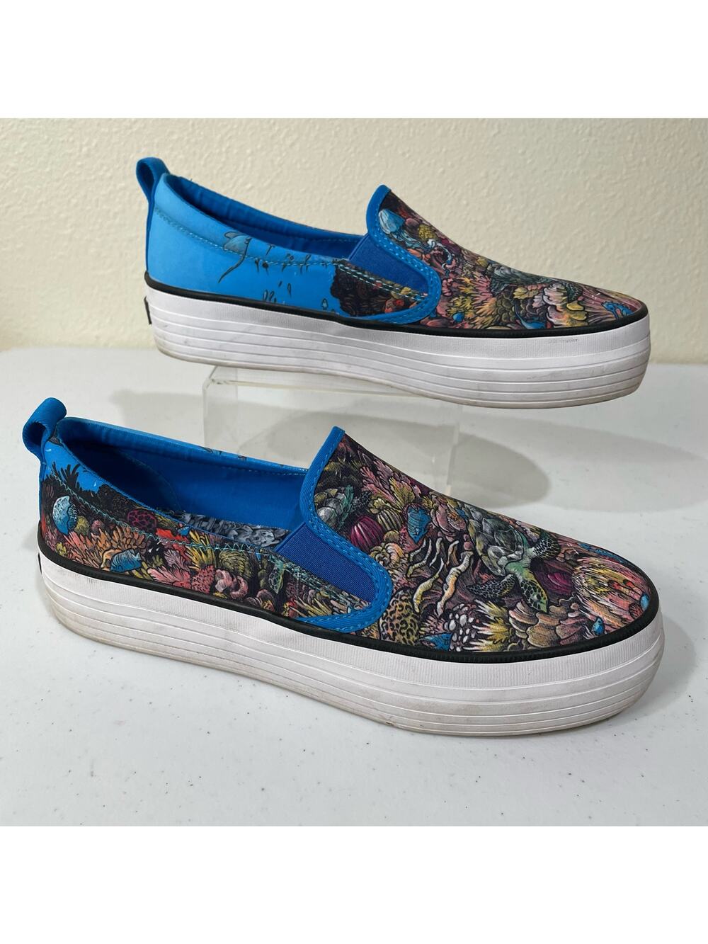 Sperry x Kerby Striper Ocean Sea Turtle Slip On Shoes Grunge Artsy Skater 6.5
